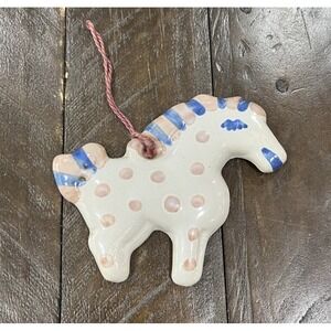 Vintage MA Hadley Pottery USA Christmas Horse Ornament‎ Brown Spots Holiday
